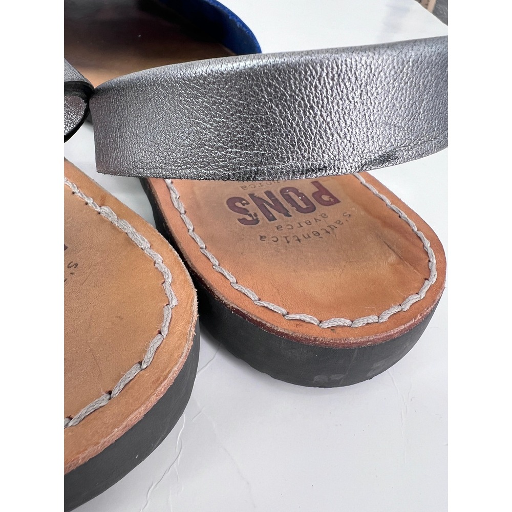 Pons Avarca Menorca Blue Suede Silver Metallic Slingback Sandals Spain Womens 9 - Picture 8 of 9